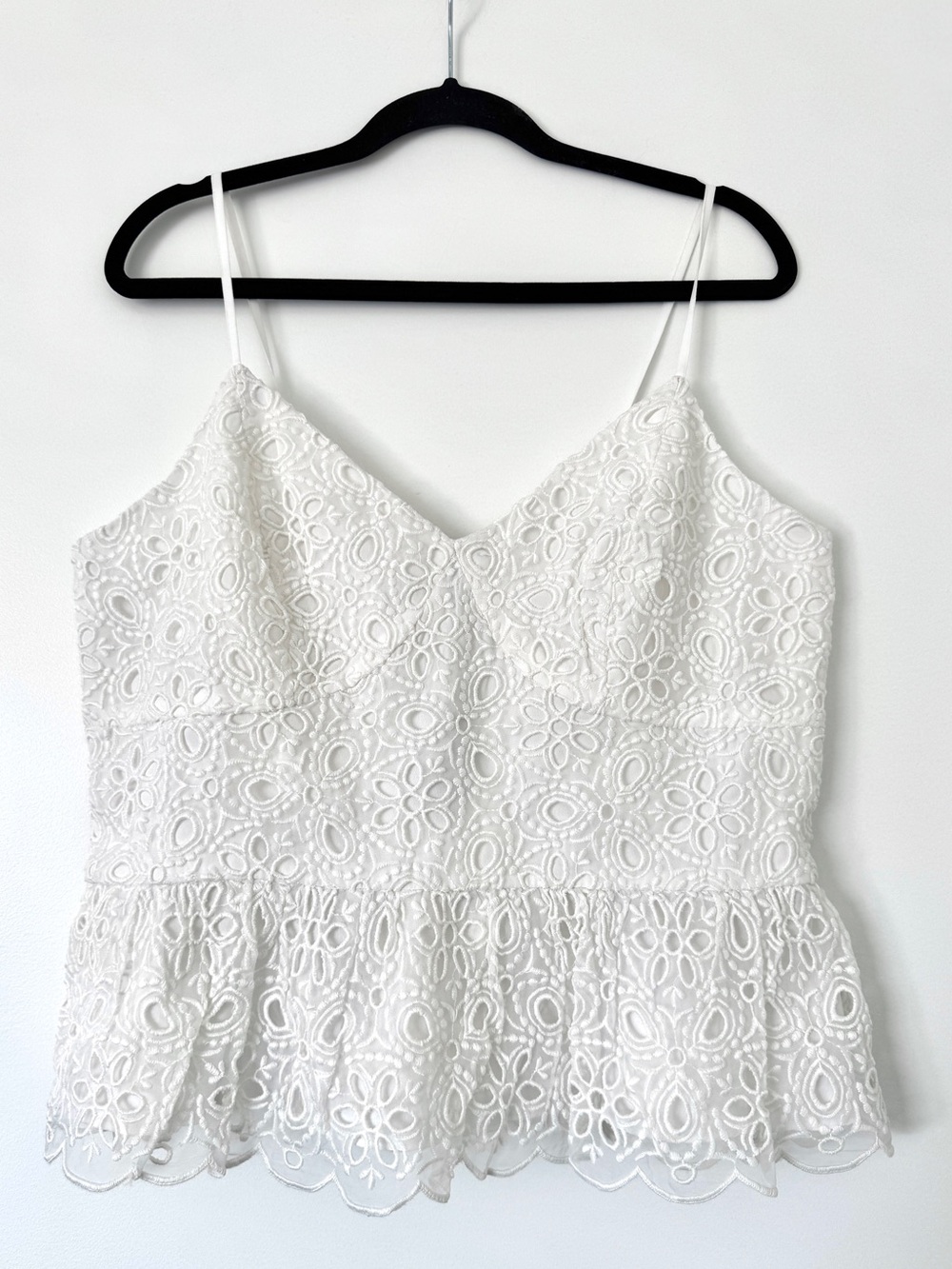 Express White Eyelet Lace Peplum Cami, Size XL - NWT